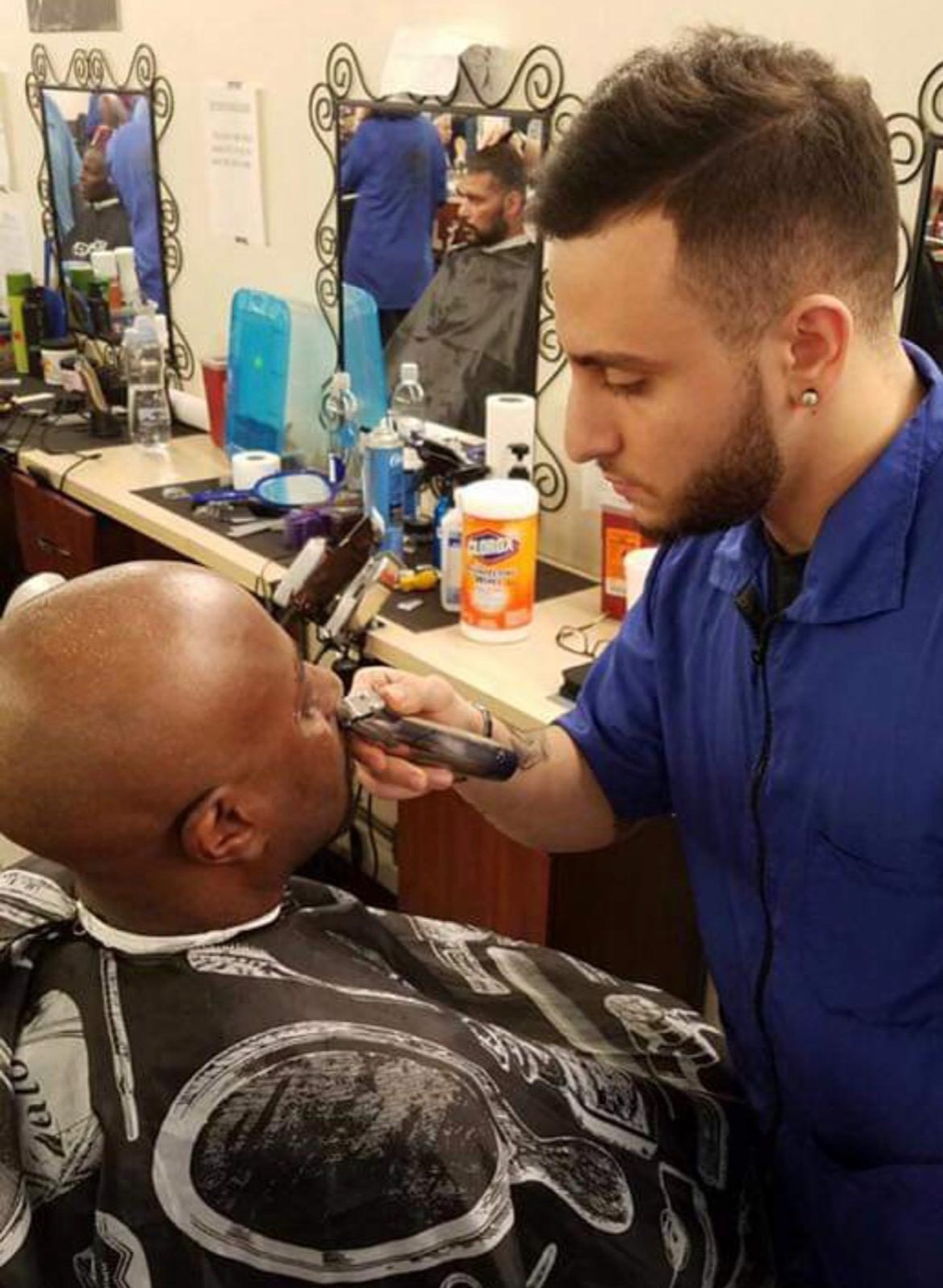 Grooming a client's beard line