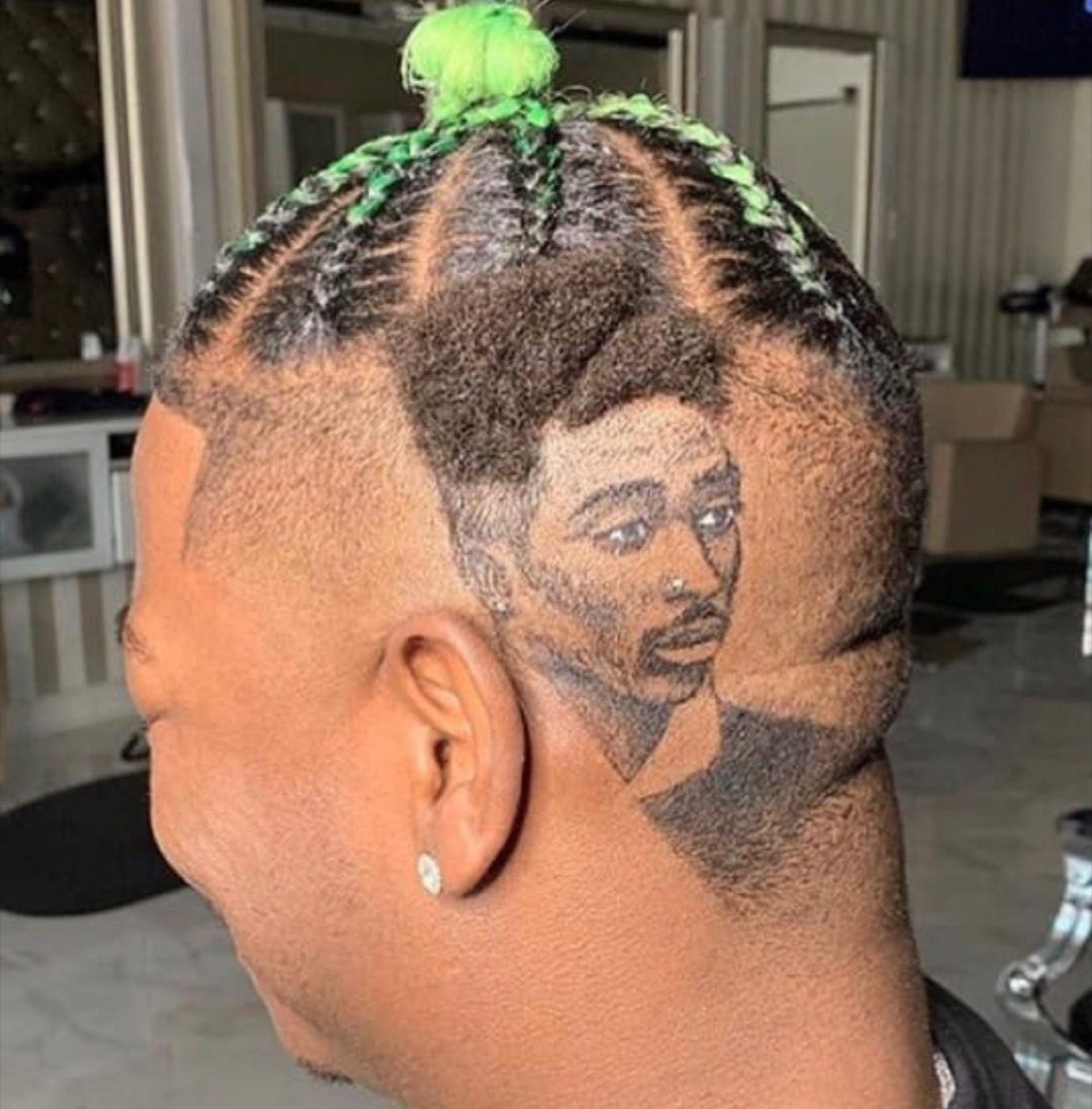 Detailed portrait hair tattoo design