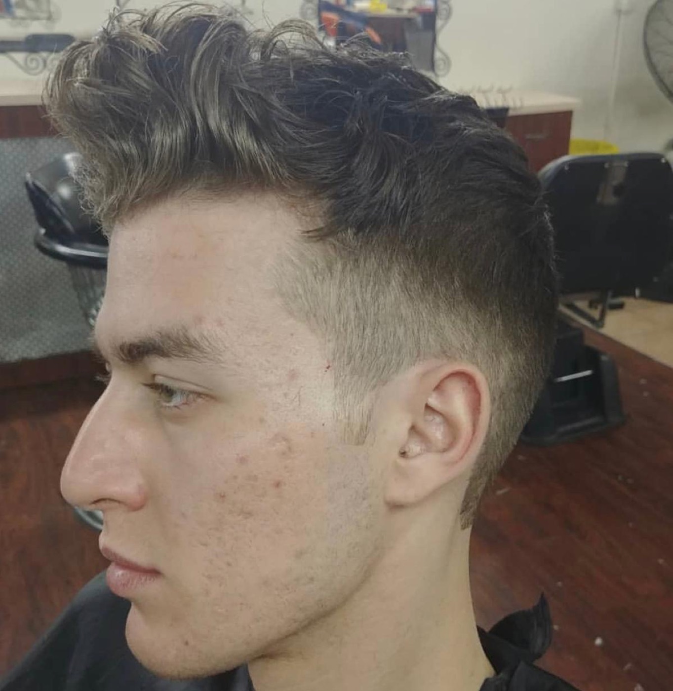 Textured quiff with skin fade